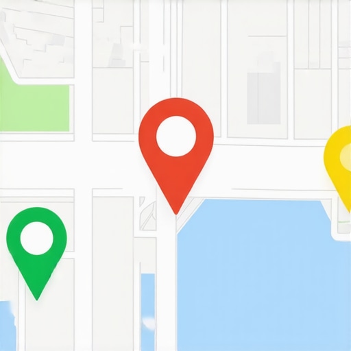 Digital map with location pins and data overlays for local SEO.