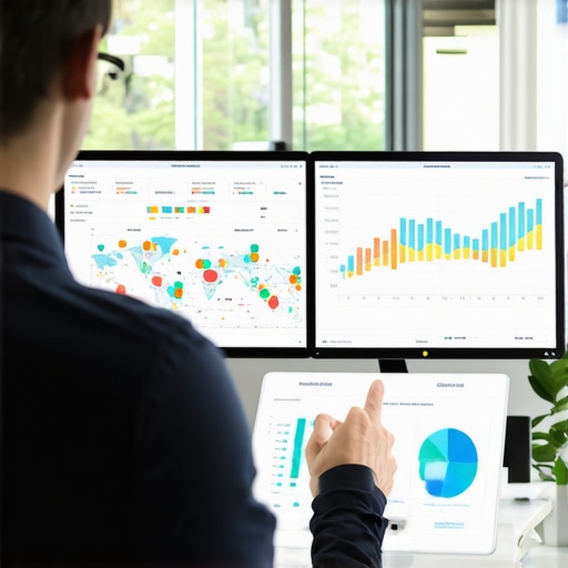 Analyzing Local Map Rankings for SEO Success Business owner reviewing local map ranking charts and SEO analytics in a modern office