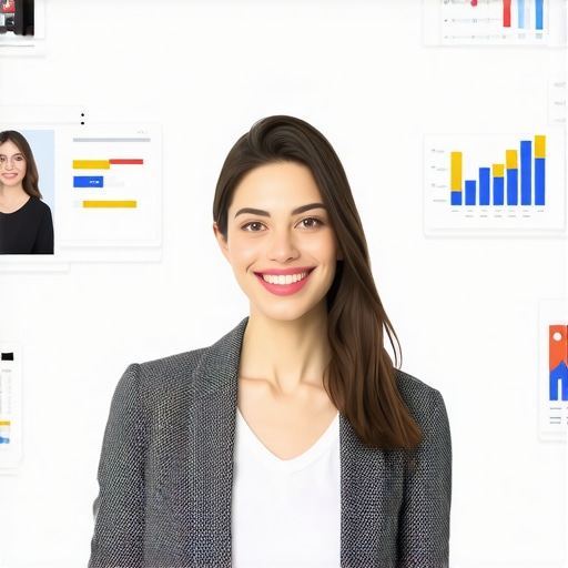 Local Business Profile Optimization Business owner working on Google My Business profile with analytics and photos