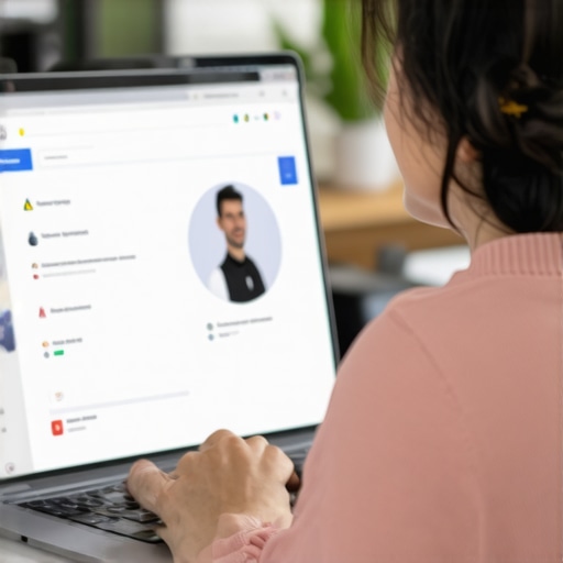 Business owner working on Google My Business profile on a laptop