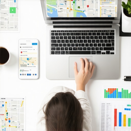 Person analyzing local SEO tactics with digital tools.