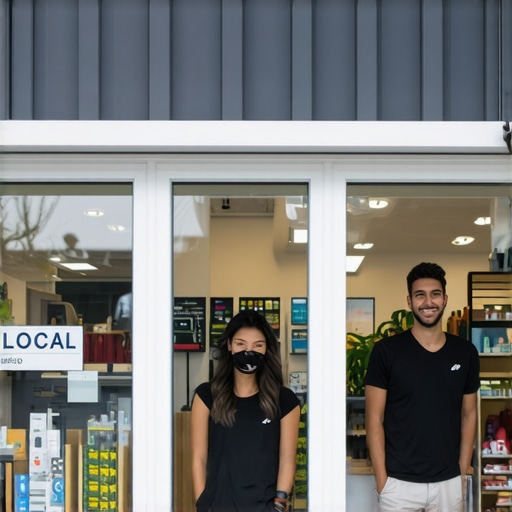 A busy local shop with visible signage and welcoming staff, illustrating local SEO success.