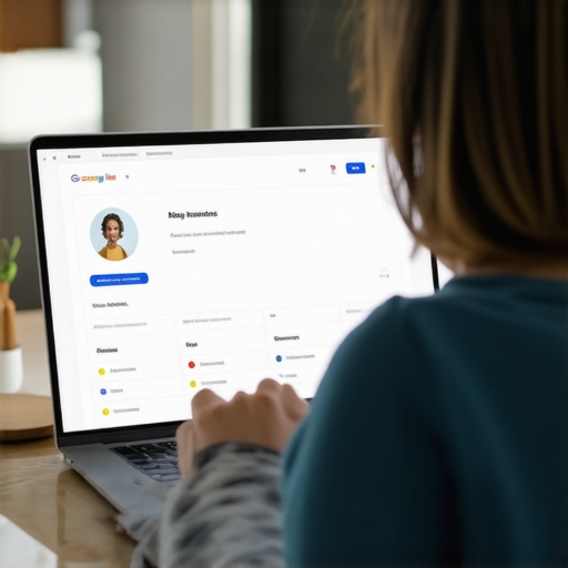 Business owner editing Google My Business profile on laptop