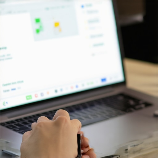 Business owner working on Google My Business optimization with checklist and laptop