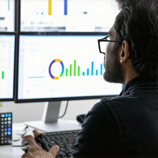 Person analyzing maps and SEO data on screen for GMB management.