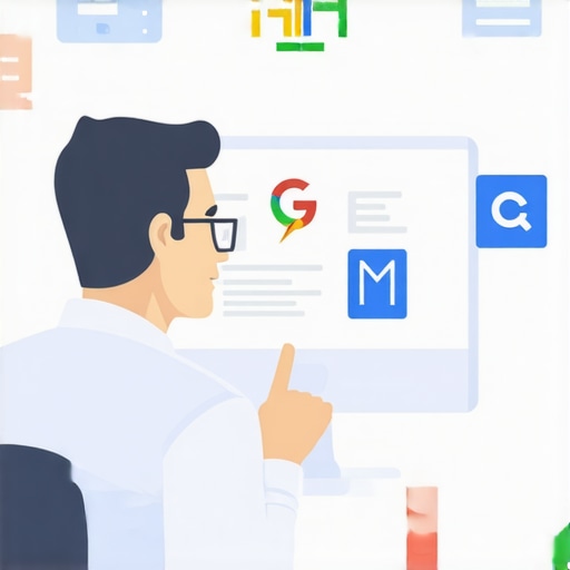 Optimizing GMB Profile for Local SEO Man working on GMB profile optimization surrounded by maps and SEO graphics.