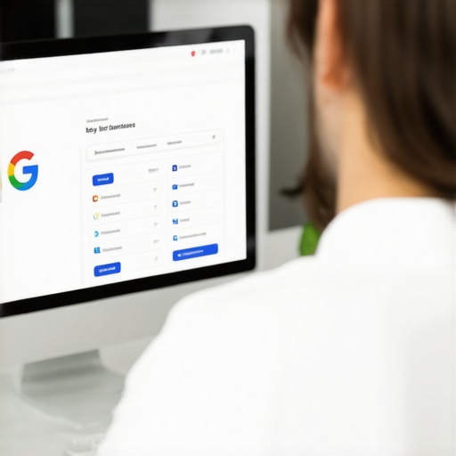 Person working on Google My Business profile with local SEO analytics on screen.