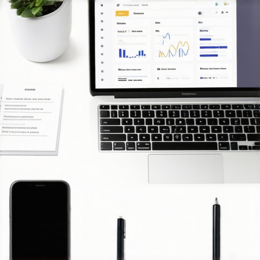 Person reviewing local SEO analytics dashboard on laptop in workspace