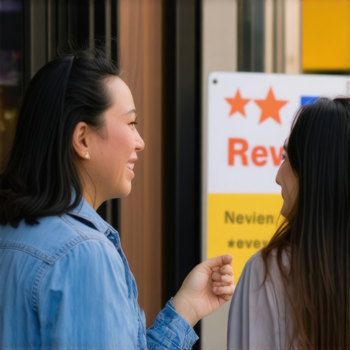Customer Review Request Business owner requesting customers to leave Google reviews at the store.