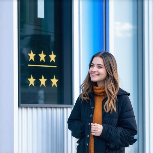 Business owner collecting reviews from happy customers outside storefront
