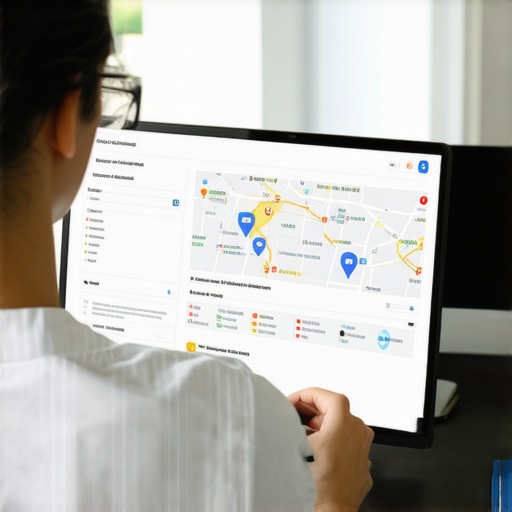 Person reviewing local map ranking analytics on a laptop