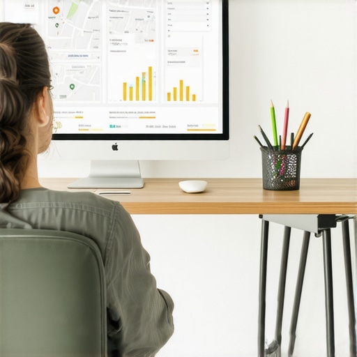 Person reviewing local SEO performance data on a digital dashboard.