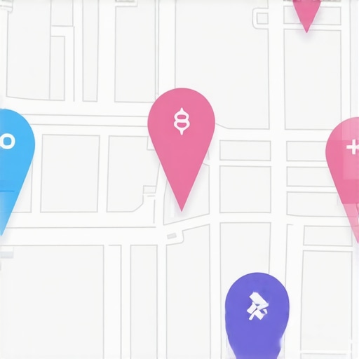 Map with business pins highlighted for Google My Business optimization