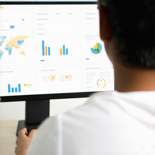 Person analyzing local SEO performance metrics on a digital dashboard.