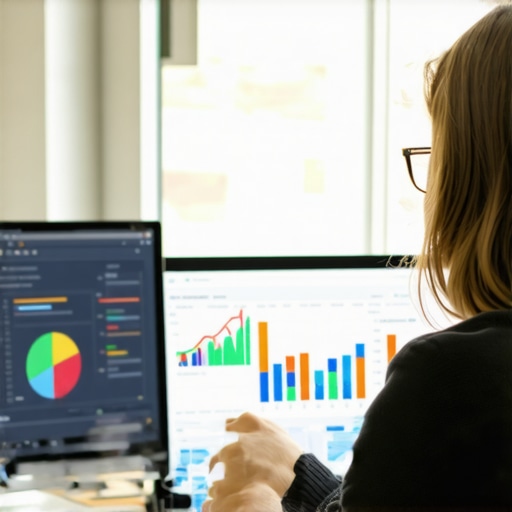 A professional managing local SEO analytics on a computer dashboard