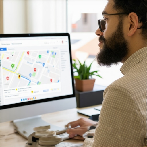 Business owner updating their Google My Business profile digitally.