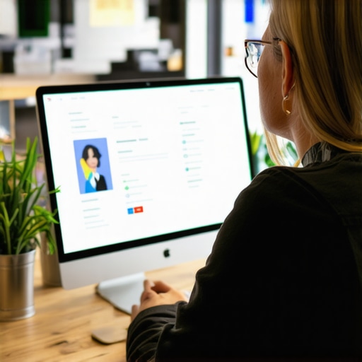 Business owner updating Google My Business profile on laptop